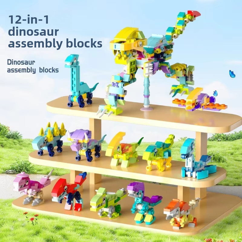 Board Game Catan - DIY-montagemodel, 12-in-1 transparante dinosauruswereld, Mantis-bouwstenen, bureaubladdecoratie,